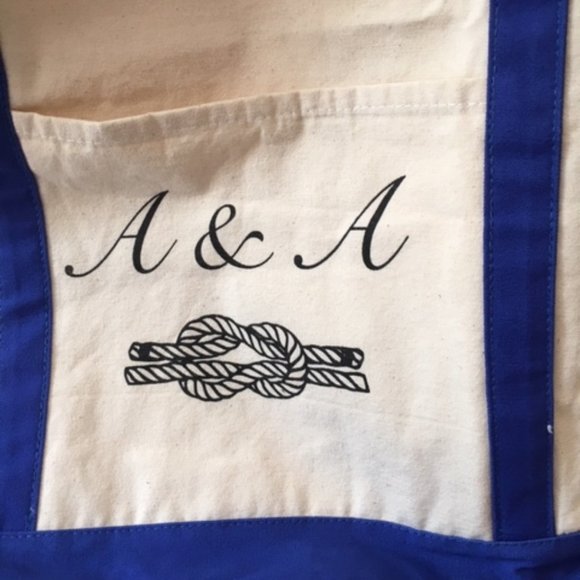 "A & A" Initialed Nautical Personalized Canvas Tote Travel Beach Shopping Bag - Picture 8 of 10